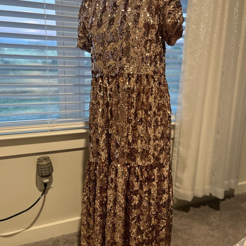 Sequin Evening Dress in Gold